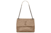 SAINT LAURENT Niki Calfskin Shoulder Bag Medium Size Women's Taupe