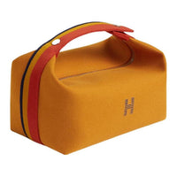 HERMES Bride-a-Brac Fabric Surface Travel Bag Storage Bag Handbag Toiletry Bag Large Size Women's Ochre
