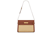 SAINT LAURENT MANHATTAN Leather Crossbody Bag, Shoulder Bag Women's Beige