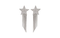 SAINT LAURENT Silver Metallic Shooting Star Tassel Drop Earrings