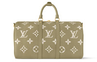 LOUIS VUITTON Keepall Embossed Leather Handbags Travel Bags Women's Khaki & Cream