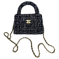 CHANEL Tweed Woven Woolen Shoulder Bag, Crossbody Bag, Handbag Mini Women's Black & White