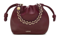 LOEWE Flamenco Nappa Sheepskin One Shoulder Crossbody Clutch Mini Women's Dark Burgundy Red