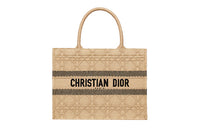 DIOR BookTote Wicker Pattern Tote Bag Shopping Bag Handbag Medium Size Women's Gold/Black