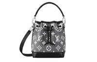 LOUIS VUITTON NOE Denim With Cow Leather Trim Bucket Bag, Handbag, Shoulder Bag, Crossbody Bag Extra Mini Women's Gray