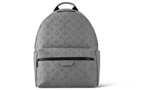 LOUIS VUITTON Discovery Cow Leather Backpack Men's Gray
