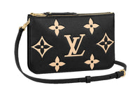LOUIS VUITTON Double Zip Pochette Bi color Monogram Black/Brown