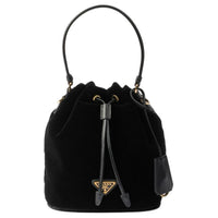 PRADA Velvet Bucket Bags Shoulder Bag Crossbody Bag Handbag Mini Women's Black