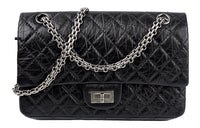CHANEL 2.55 Calfskin Shoulder Bag, Crossbody Bag Medium Size Women's Black