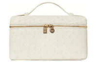 Loro Piana Ostrich Leather With Lambskin Accents Handbag Shoulder Bag Crossbody Bag Regular Women's Mint White