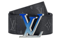 LOUIS VUITTON Cow Leather Belts Men's Black Width 4cm