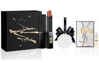 SAINT LAURENT Small Gold Bar/Small Black Stripes Lipstick Set Velour Natural Easy to Blend Houndstooth Style Box