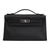 HERMES Mini Kelly Generation 1 Swift Leather Handbag Women's Black & Gold Brown