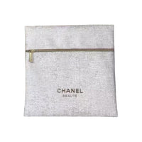 CHANEL White Envelopes Makeup Bag With Tools Minimalist Style