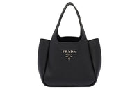 PRADA Cow Leather Litchi Grain Basket Bag, Tote, Bucket Bag, Shopping Bag Women's Black