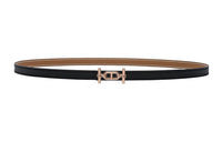 HERMES Rose Gold Buckle Togo Calfskin Belt Women's Black Width 1.3cm