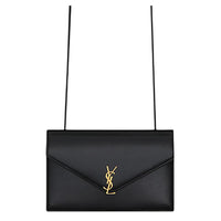 SAINT LAURENT ENVELOPE Calfskin Crossbody Bag, Shoulder Bag Mini Women's Black