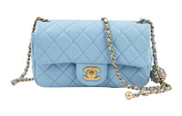 CHANEL Classic Flap CF22SS Spring And Summer Sheepskin Crossbody Bag Mini Women's Blue