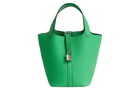 HERMES Picotin Lock Clemence Bullock Leather Basket Bag Handbag Bucket Bag 18 Women's 0Z Comic Green