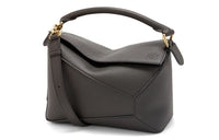 LOEWE Puzzle Soft Grain Cow Leather Shoulder Bag, Crossbody Bag, Handbag Trumpets Women's Dark Gray