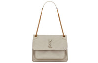 SAINT LAURENT Quilting Lambskin Hobo Bag, Crossbody Bag, Shoulder Bag Women's White