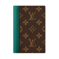 LOUIS VUITTON Pocket Organizer Leather Card Holder Passport Holder Women's Green & Brown