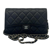 CHANEL WOC Leather Patchwork Calfskin Shoulder Bag Crossbody Bag Women's Black