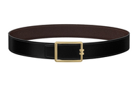 HERMES Calfskin Double-Sided Leather Leather Belts Men's Black Width: 3.8cm