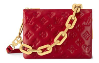 LOUIS VUITTON Sheepskin And Leather Pillow Bag Chain Handbag Shoulder Bag Crossbody Bag Small Size Women's Nautical Red