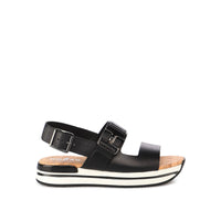 Hogan H257 Leather Sandals in Black