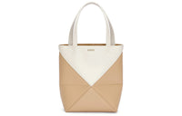 LOEWE Shiny Cow Leather Handbag Mini Women's Soft White & Light Brown