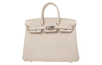 HERMES Togo Calfskin Birkin Bag Handbags Women's 8L Beton Glacier White