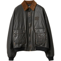 MIU MIU Resin Finished Bomber Jacket Black