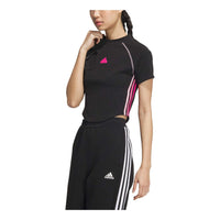 (WMNS) adidas Dance Crop T-Shirt 'Black Pink' JJ1114