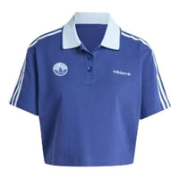 (WMNS) adidas Loose Crop Polo Shirt 'Blue' IX3543