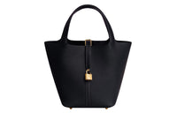 HERMES Picotin Lock TC Leather Basket Bag Handbag Bucket Bag 22 Women's 3Y Caban Dark Blue