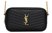 SAINT LAURENT LOU Quilting Bright Calfskin Camera Bag, Crossbody Bag, Shoulder Bag Women's Black
