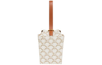 CELINE Cow Leather Binding Strap Box Handbag Popcorn Box Handbag Women's White