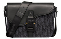 DIOR Grained Calfskin Saddle Bag, Messenger Bag, Crossbody Bag, Shoulder Bag Men's Black