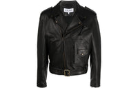 LOEWE Zip-Up Long Sleeved Leather Biker Jacket