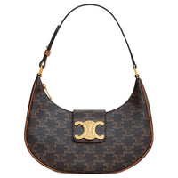 CELINE AVATriomphe Canvas With Calfskin Handbag, Shoulder Bag Regular Women's Brown