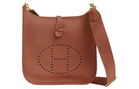 HERMES Evelyne Clemence Bullock Leather Crossbody Bag Shoulder Bag Women's 6C Copper Pumpkin With Red Copper Accents