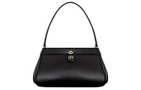 DIOR Key Smooth Finish Cow Leather Handbag Shoulder Bag Medium Size Women's Black