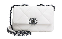 CHANEL 21K Winter Cow Leather Chain Bag Handheld Bag Shoulder Bag Crossbody Bag Women's White
