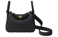 HERMES Lindy Taurillon Clemence Leather Handbag Shoulder Bag Crossbody Bag Mini Women's Noir Black