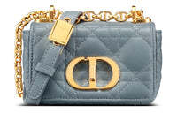 DIOR Caro Calfskin Crossbody Bag, Shoulder Bag Women's Blue