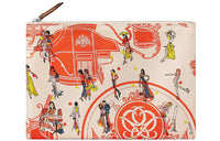 HERMES Silk Storage Bag, Storage Bag, Bag Insert, Clutch Regular Women's Geranium Red/Gray White