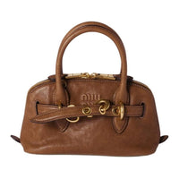 MIU MIU Nappa Leather Shoulder Bag Crossbody Bag Handbag Mini Women's Oak Tree Brown