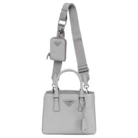 PRADA Leather Shoulder Bag Crossbody Bag Handbag Small Size Women's Gray