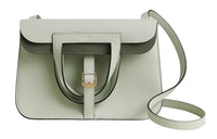 HERMES Halzan Clemence Bullock Leather Handbag Shoulder Bag Crossbody Bag Women's Crystal Gray & Cumulonimbus Gray